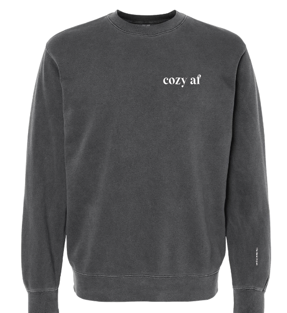 Cozy AF Faded Black Crew