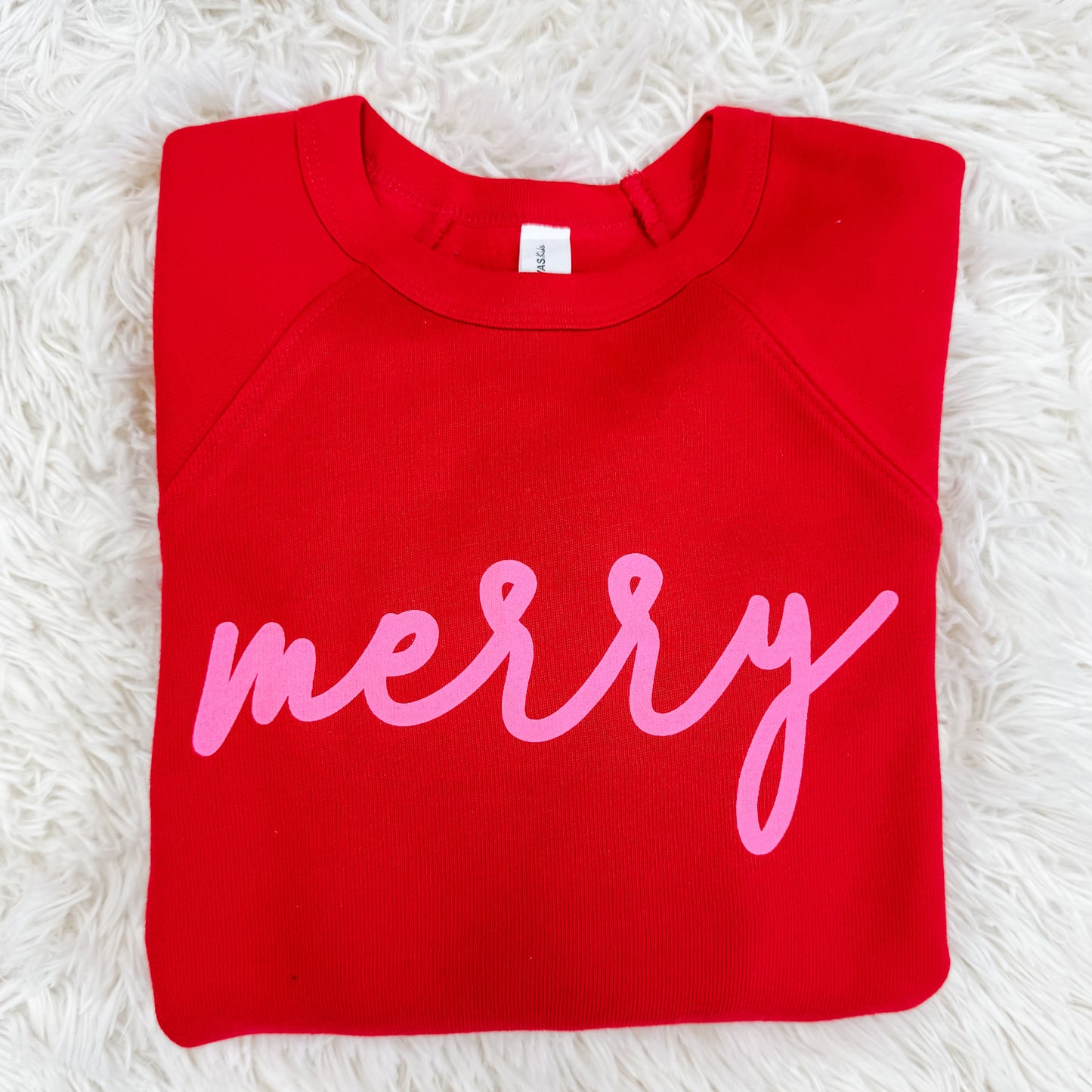 Hot Pink Merry Adult Crewneck - Cherry Red