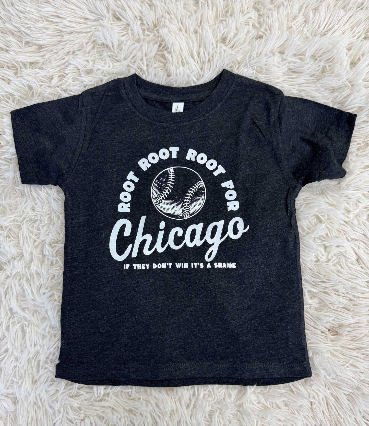 Kids Root Root For Chicago Black Tee