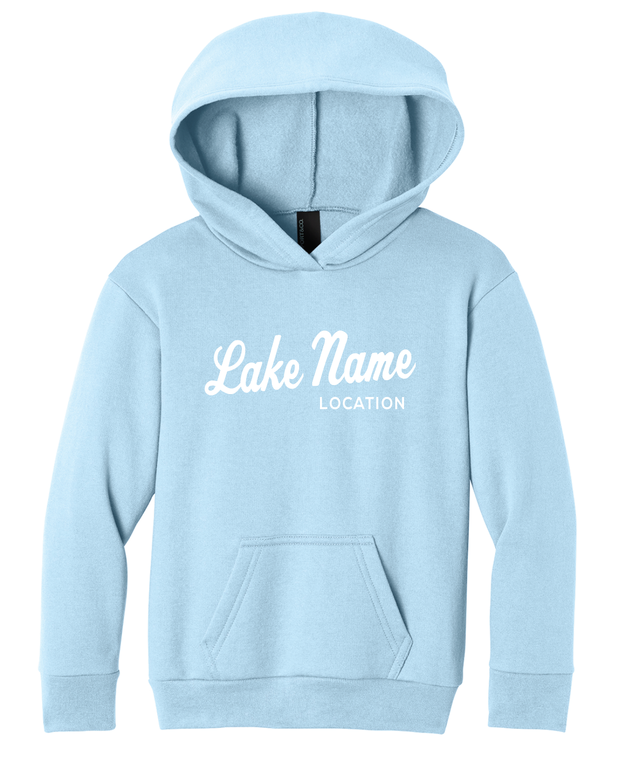Custom Lake Cursive Youth Hoodie