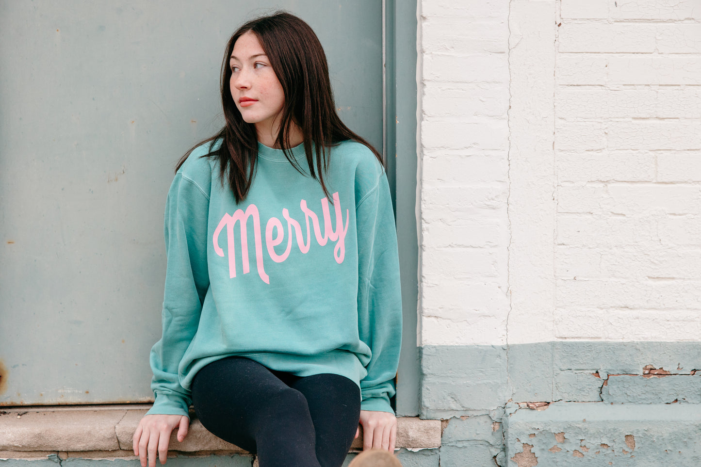 Mint Whimsical Merry Crewneck