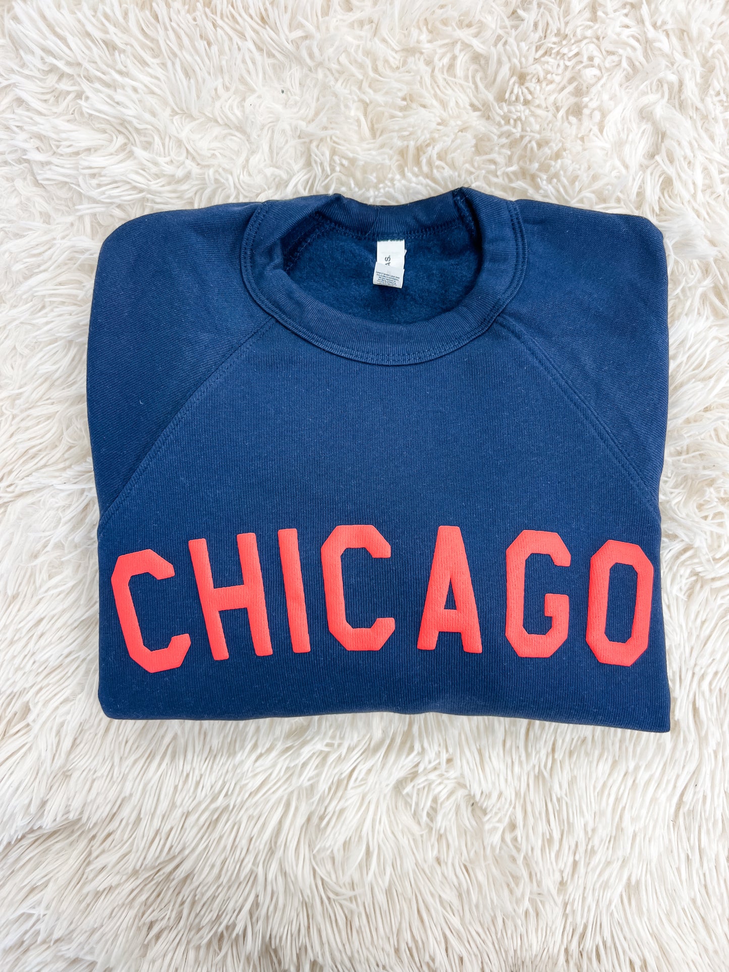 Navy and Red Chicago Crewneck