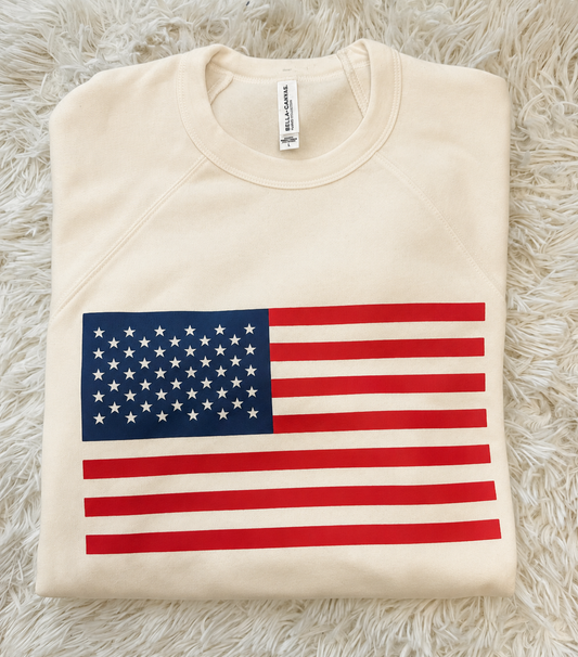 American Flag Cream Crewneck