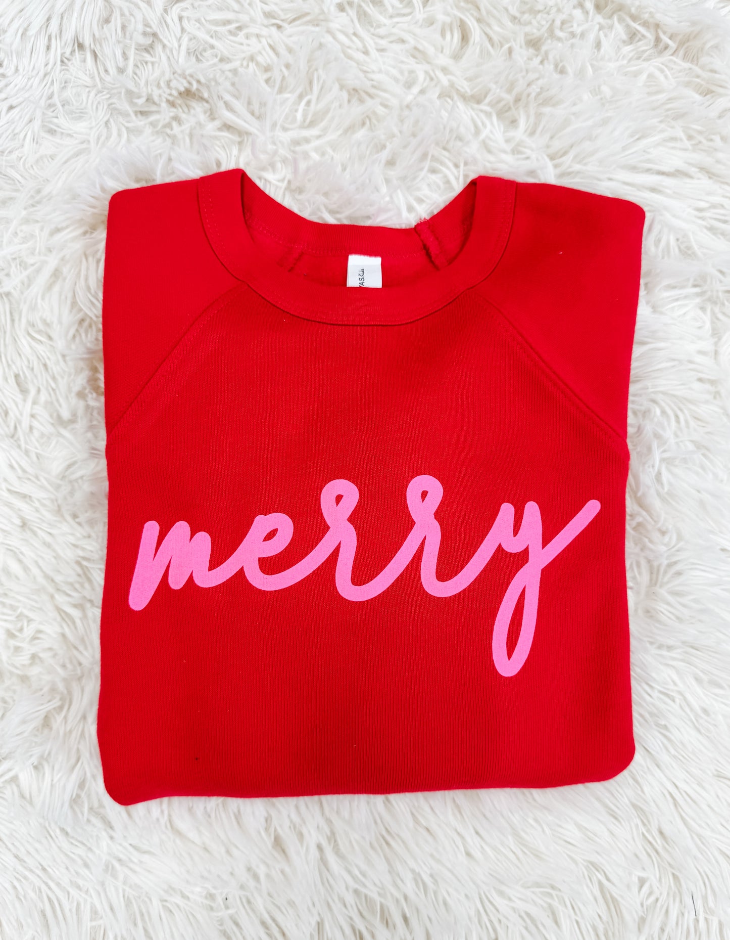 Hot Pink Merry Adult Crewneck - Cherry Red