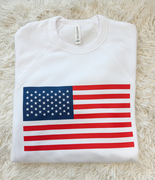 American Flag White Crewneck