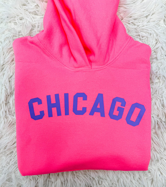 Hot Pink Chicago Youth Hoodie