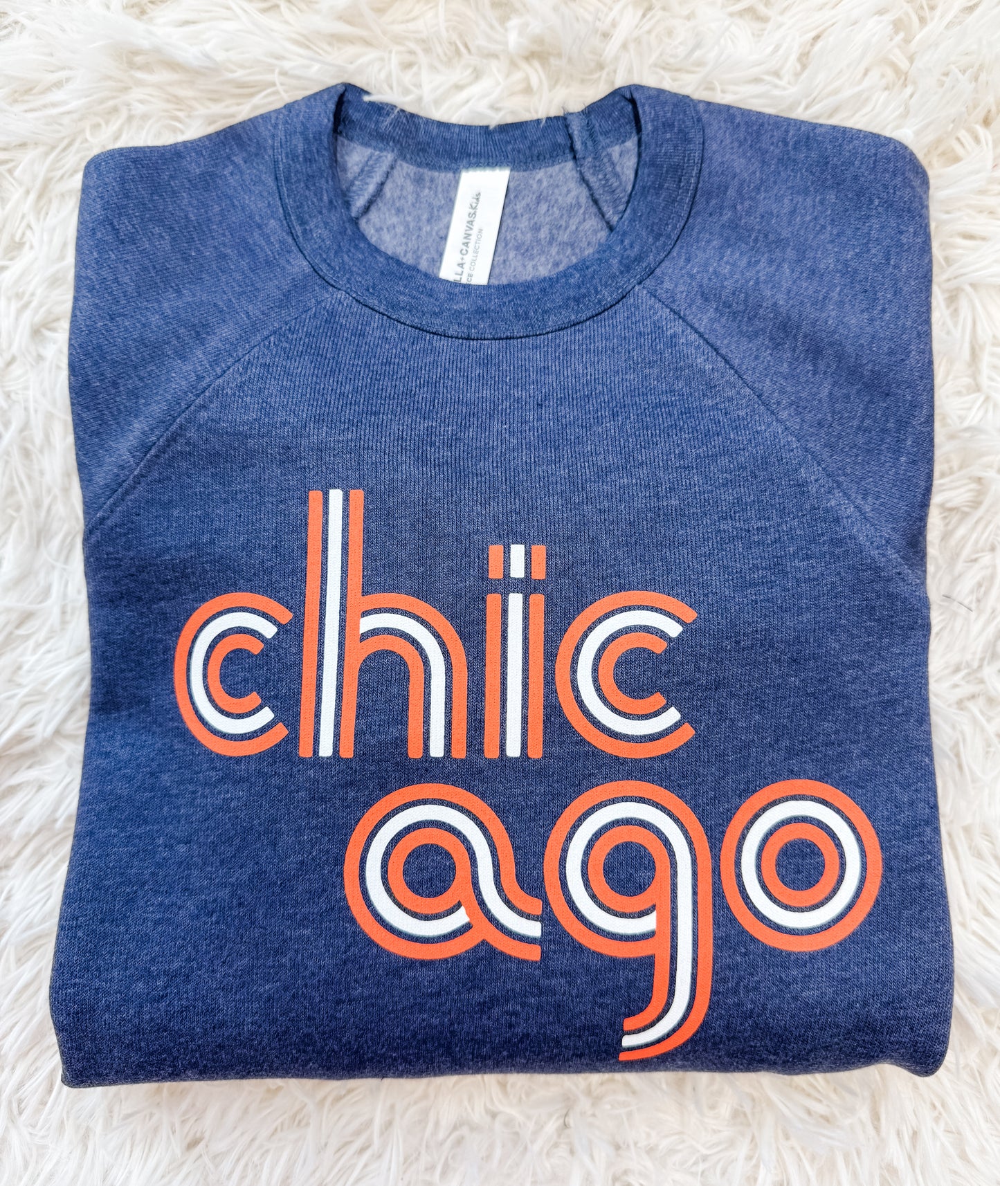 Orange & White Chicago Navy Crewneck- youth