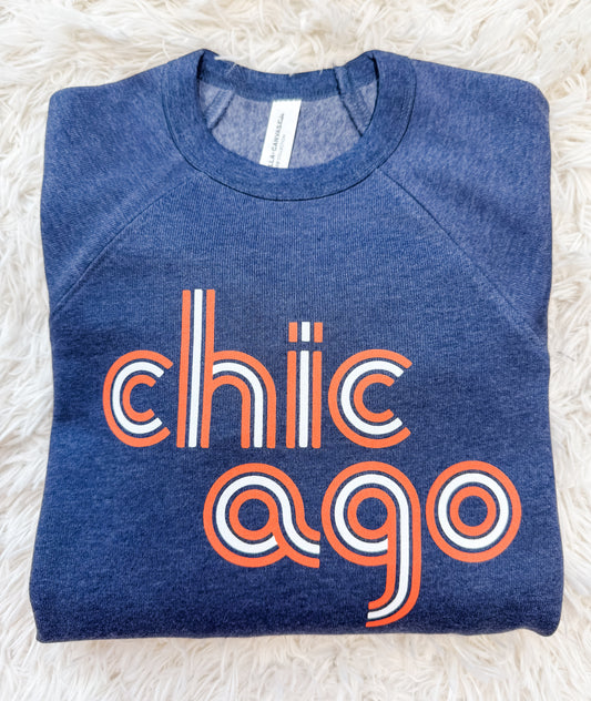 Orange & White Chicago Navy Crewneck- youth