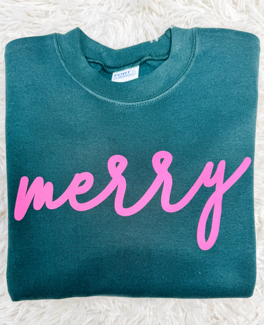 Hot Pink Merry Youth Crewneck