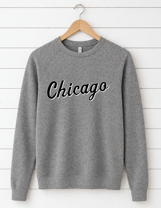 Black + White Chicago Crewneck