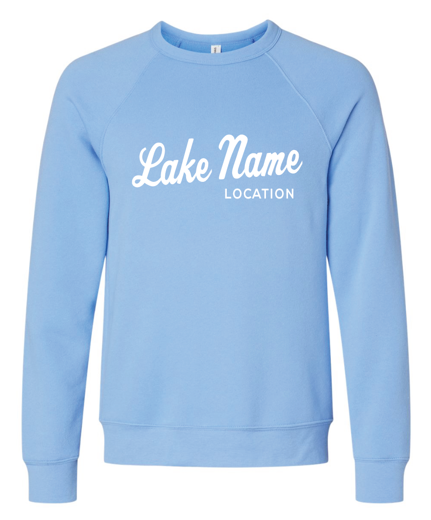 Custom Lake Cursive Adult Crewneck