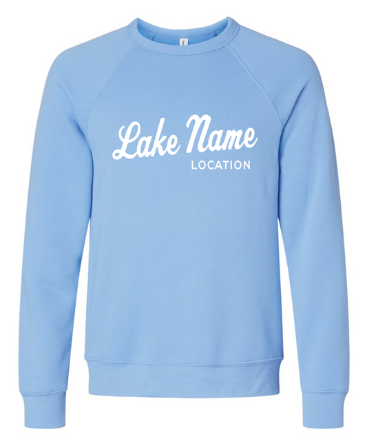 Custom Lake Cursive Adult Crewneck