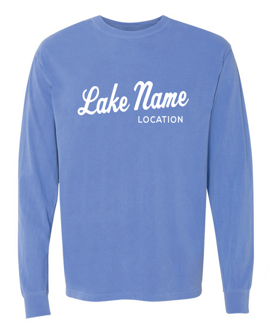 Custom Lake Cursive Adult Long-Sleeve