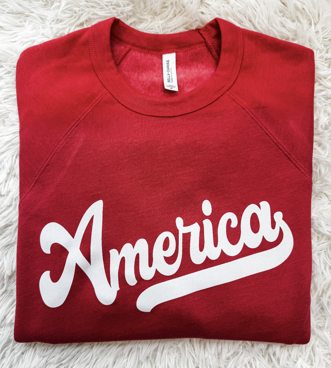 America Heather Red Adult Crewneck