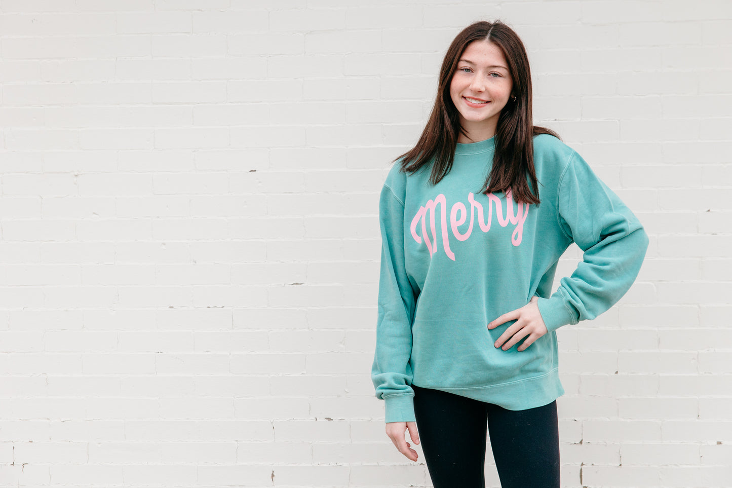 Mint Whimsical Merry Crewneck