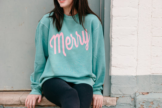 Mint Whimsical Merry Crewneck